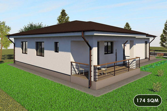 Single Story Steel Frame House With 2 Bedrooms Model 174-012