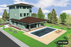 Three Story Steel Frame House With 3 Bedrooms Number 294-007 - modern house design image 1 thumbnail