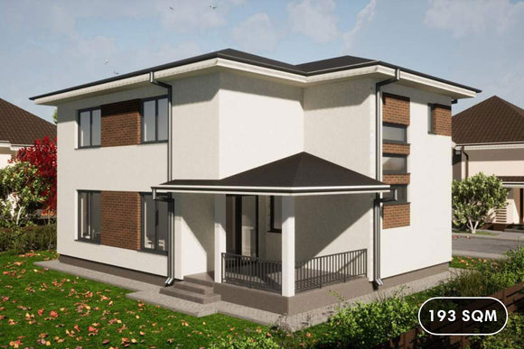 Two Floor Steel Frame House With Three Bedrooms 193-094 - house design image 1