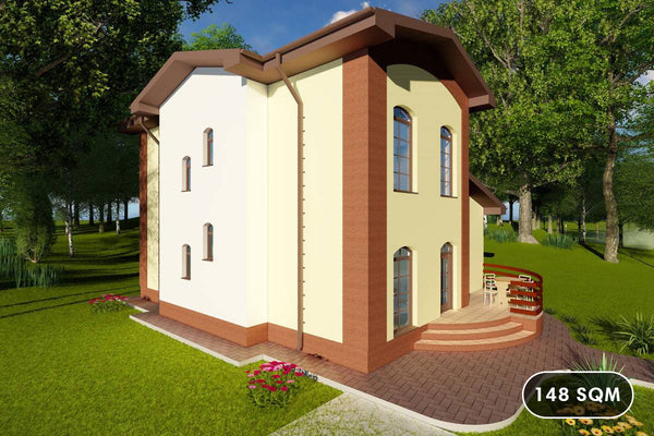 Two Storey Steel Frame House With 4 Bedrooms Model 148-022 - house exterior image 1