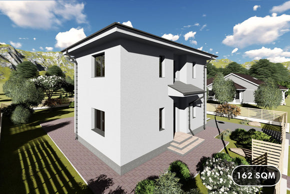 Two Storey Steel Frame House With 4 Bedrooms Model 162-092