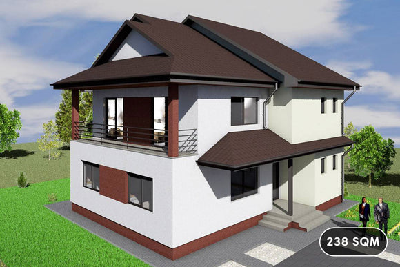 Two Story Steel Frame House With 3 Bedrooms Model 238-010 - house exterior image 1