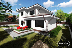 Two Story Steel Frame House With 3 Bedrooms Model 260-006 - modern style house exterior image 1 thumbnail