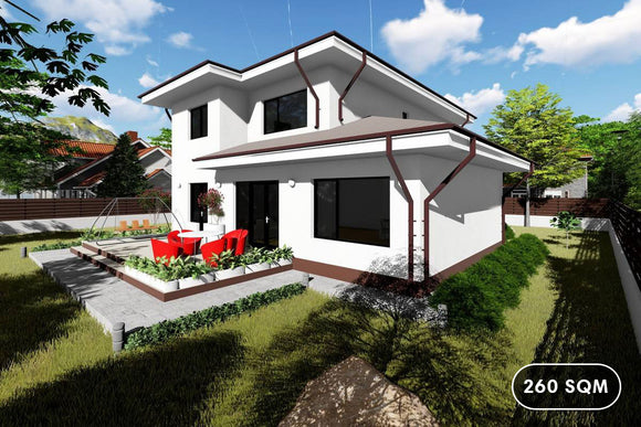 Two Story Steel Frame House With 3 Bedrooms Model 260-006 - modern style house exterior image 1