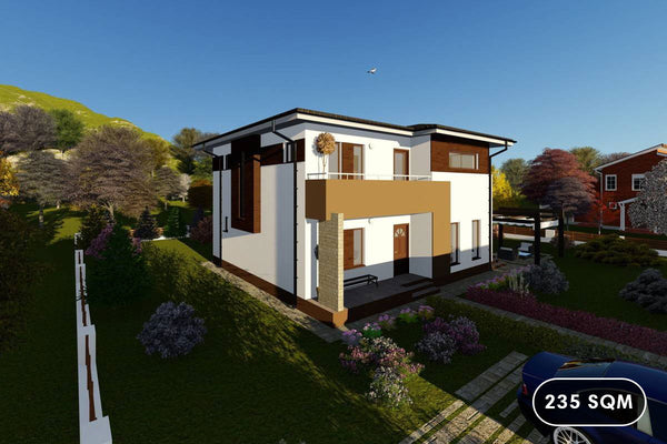 Two Story Steel Frame House With 3 Bedrooms Number 235-043 - modern exterior home image 1