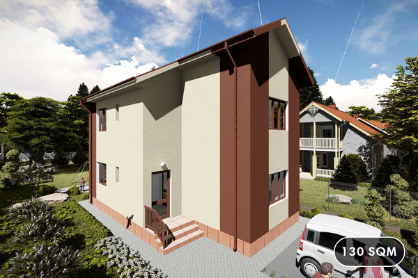 Two Story Steel Frame House With 4 Bedrooms Model 130-088 - house design image 1