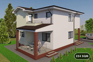 Two Story Steel Frame House With 4 Bedrooms Model 224-014 - modern house design image 1 thumbnail