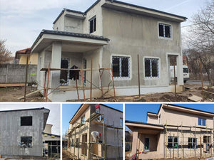 Applying Spackle in 2 Layers to the Facades of a Metal House thumbnail