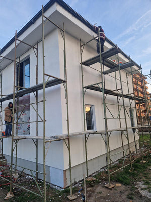 Application of Silicon Decorative Plaster for Two-Story Metal House in Bucharest thumbnail