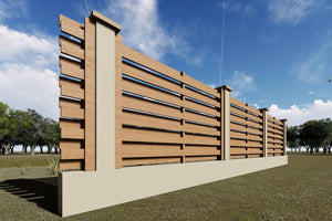 Basket Weave Wood House Fence With Concrete Base GA04 Raw - fence model picture 1 thumbnail