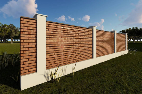 Brick Masonry House Fence With Concrete Pillars Model GA05 - fence model picture 1