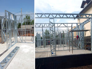 Under-Construction House with Installation of Metal Frame Wall Panels thumbnail