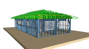 Under-Construction House with Installation of Metal Frame Wall Panels thumbnail