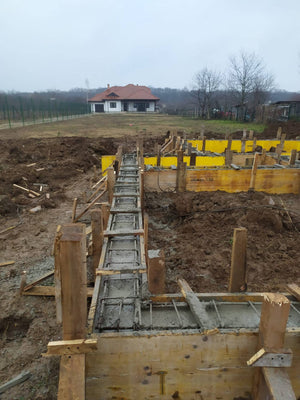 Snagov 162 sqm Metal House Formwork, Reinforcement, and Pouring of Foundation Beams thumbnail