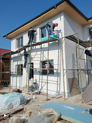 Metal Structure House Exterior Facade Finish with Decorative Exterior Plaster thumbnail