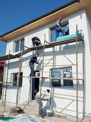 Metal Structure House Exterior Facade Finish with Decorative Exterior Plaster thumbnail