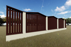 Concrete House Fence With Angled Wooden Panels Model GA17 - fence model image 1 thumbnail