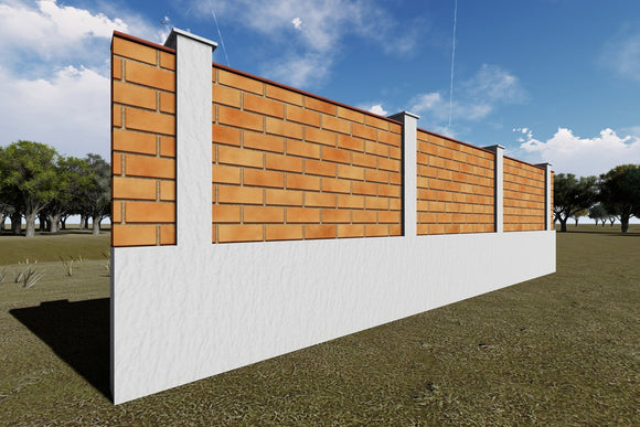 Concrete House Fence With Brick Masonry Panels Model GA08 - fence model picture 1