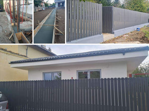 Construction of a Concrete Fence with Anthracite Gray Metal Strips, Gates, and Pedestrian Alley thumbnail