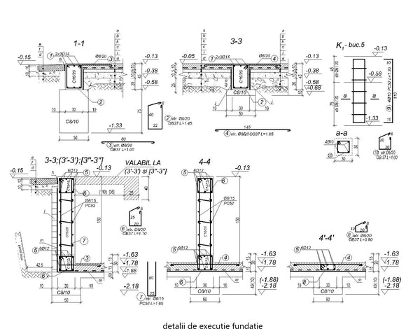 detalii de executie fundatie in proiect de rezistenta