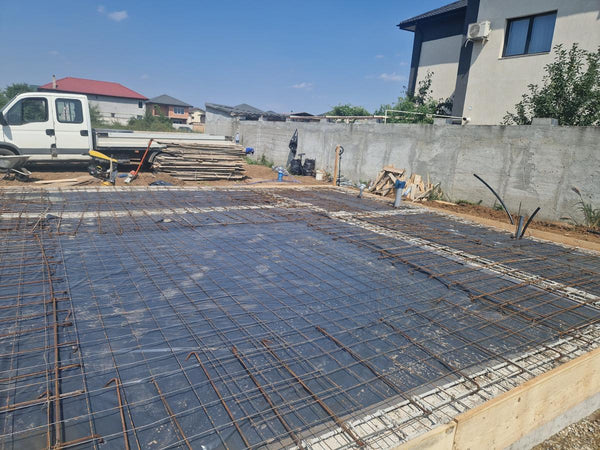 detaliu armare placa de fundatie in santier casa pe structura metalica