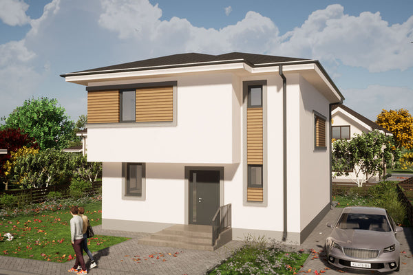 Double Storey Steel frame house with 4 rooms 176-109 - facades image 2