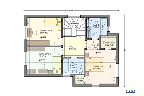 Double Storey Steel frame house with 4 rooms 176-109 - home plan 1st floor