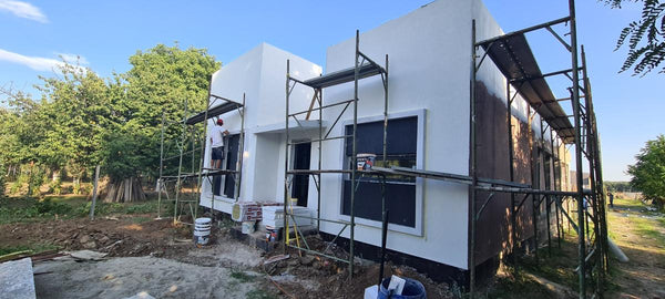 Finisare exterioara casa pe structura metalica cu tencuiala siliconata