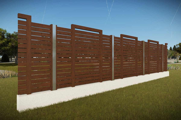 Horizontal Wood House Fence With Wooden Posts Model GA12 - fence model picture 1