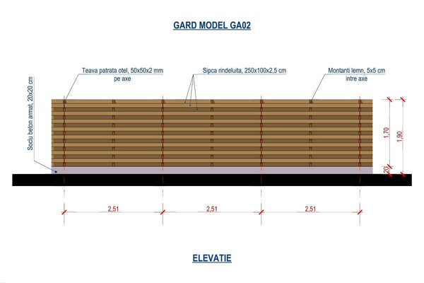 Planed Wood House fence With Square Steel Tube Posts GA02 - fence plan