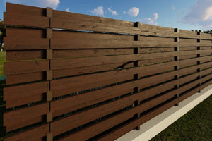 Planed Wood House fence With Square Steel Tube Posts GA02 - fence model image 3 thumbnail