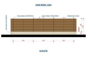 Wood House Fence With Steel Posts And Concrete Base GA03 - fence plan thumbnail