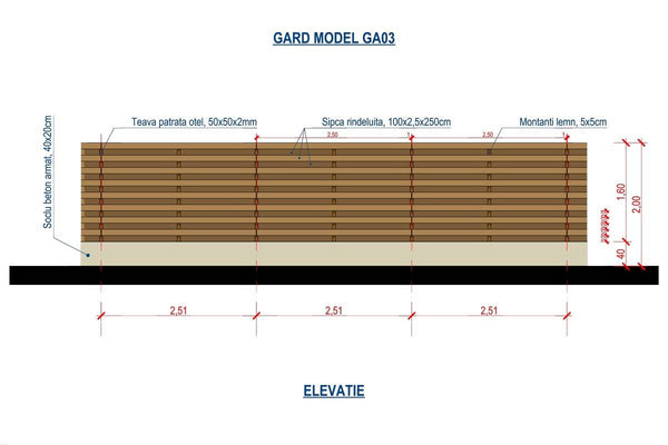 Wood House Fence With Steel Posts And Concrete Base GA03 - fence plan