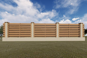 Basket Weave Wood House Fence With Concrete Base GA04 Raw - fence model picture 2 thumbnail