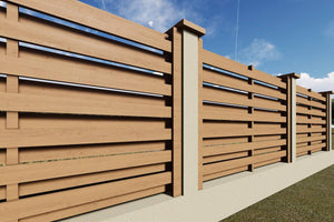 Basket Weave Wood House Fence With Concrete Base GA04 Raw - fence model picture 3 thumbnail