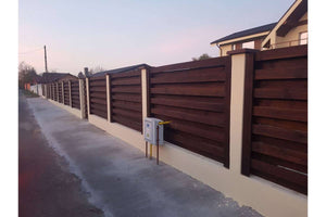 Basket Weave Wood House Fence With Concrete Base GA04 Raw - fence model picture 6 thumbnail