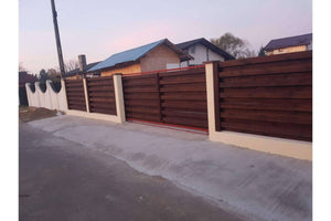 Basket Weave Wood House Fence With Concrete Base GA04 Raw - fence model picture 10 thumbnail