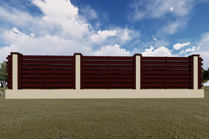 Basket Weave Wood House Fence With Concrete Base GA04 Wenge - fence model image 2 thumbnail