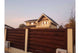 Basket Weave Wood House Fence With Concrete Base GA04 Wenge - fence model image 6