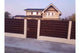 Basket Weave Wood House Fence With Concrete Base GA04 Wenge - fence model image 8