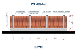 Brick Masonry House Fence With Concrete Pillars Model GA05 - fence plan thumbnail