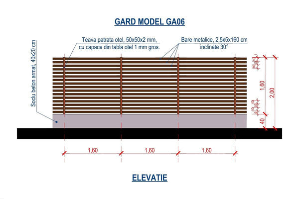 Square Steel House Fence With Concrete Foundation GA06 - fence plan