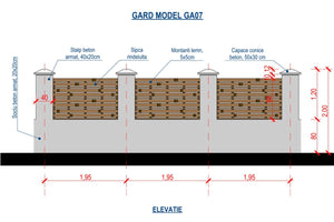 Concrete House Fence With Planed Wood Panels Model GA07 - fence plan thumbnail