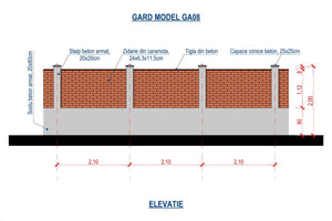 Concrete House Fence With Brick Masonry Panels Model GA08 - fence plan thumbnail