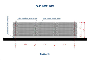 Woven Mesh House Fence With Square Steel Posts GA09 - fence plan thumbnail
