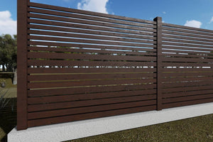 Wooden House Fence With Rectangular Steel Poles GA10 - fence model picture 3 thumbnail