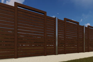 Horizontal Wood House Fence With Wooden Posts Model GA12 - fence model picture 3 thumbnail