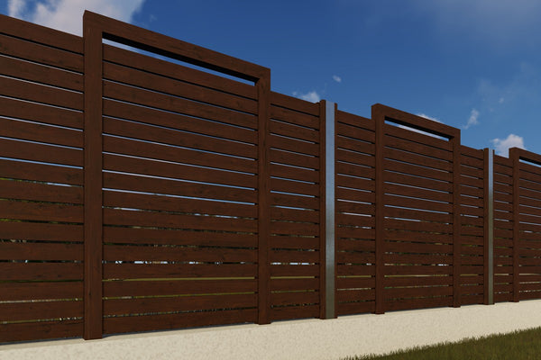 Horizontal Wood House Fence With Wooden Posts Model GA12 - fence model picture 3