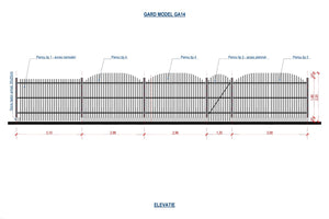 Wrought Iron House Fence With Concrete Foundation Model GA14 - fence plan thumbnail