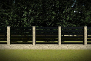 Stone House Fence with Wooden Panels Model GA16 - fence model image 2 thumbnail
